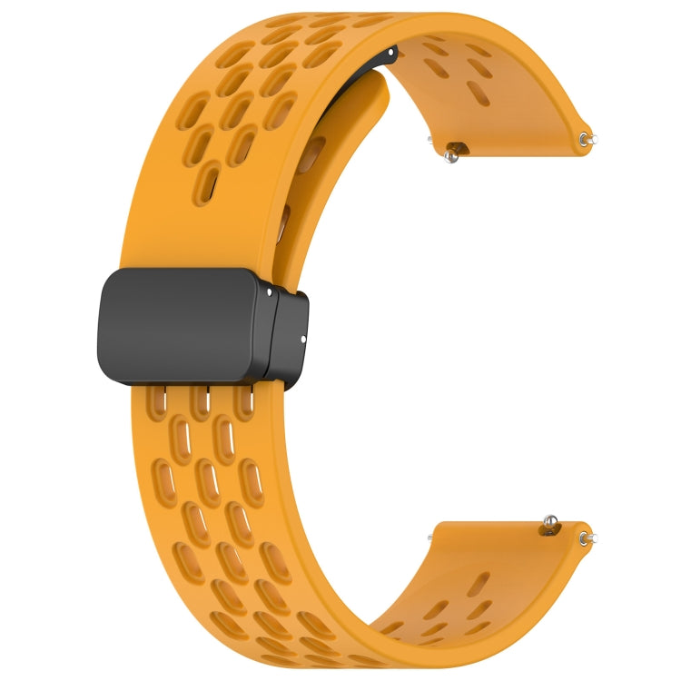 For Amazfit Bip3 20mm Folding Magnetic Clasp Silicone Watch Band(Yellow) - Watch Bands by buy2fix | Online Shopping UK | buy2fix