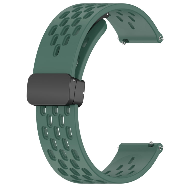 For Amazfit Bip3 20mm Folding Magnetic Clasp Silicone Watch Band(Dark Green) - Watch Bands by buy2fix | Online Shopping UK | buy2fix