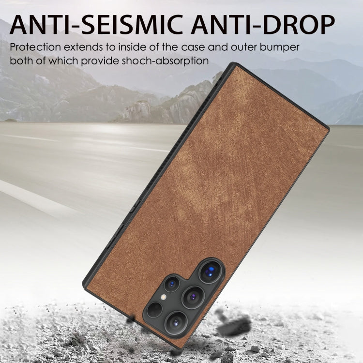 For Samsung Galaxy S25 Ultra 5G Vintage Leather PC Back Cover Phone Case(Brown) - Galaxy S25 Ultra 5G Cases by buy2fix | Online Shopping UK | buy2fix