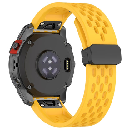 For Garmin Tactix 7 / Tactix DELTA Quick Release Holes Magnetic Buckle Silicone Watch Band(Yellow) - Watch Bands by buy2fix | Online Shopping UK | buy2fix