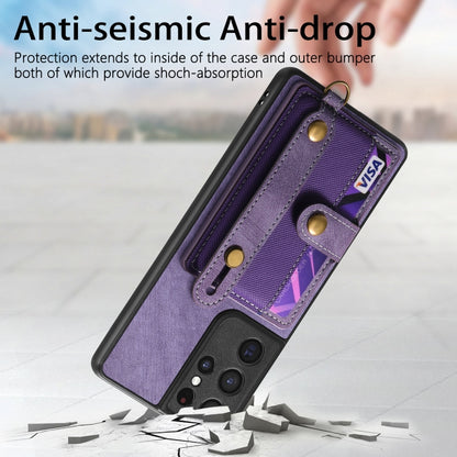 For Samsung Galaxy S21 Ultra 5G Retro Cross Wristband Wallet Leather Back Phone Case(Purple) - Galaxy S21 Ultra 5G Cases by buy2fix | Online Shopping UK | buy2fix