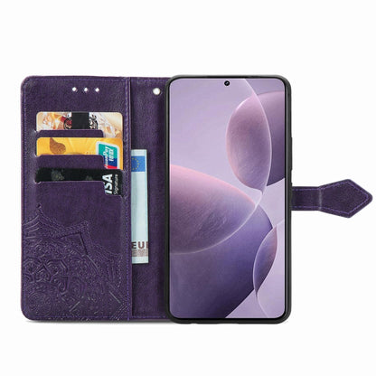 For Xiaomi Redmi K70 Mandala Flower Embossed Leather Phone Case(Purple) - K70 Cases by buy2fix | Online Shopping UK | buy2fix