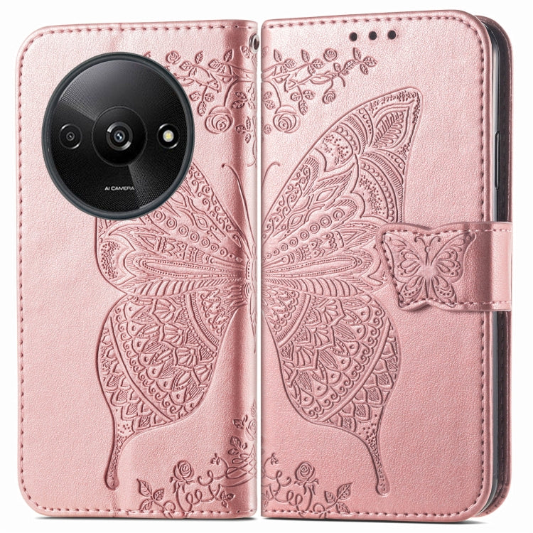 For Xiaomi Redmi A3 Butterfly Love Flower Embossed Leather Phone Case(Rose Gold) - Xiaomi Cases by buy2fix | Online Shopping UK | buy2fix