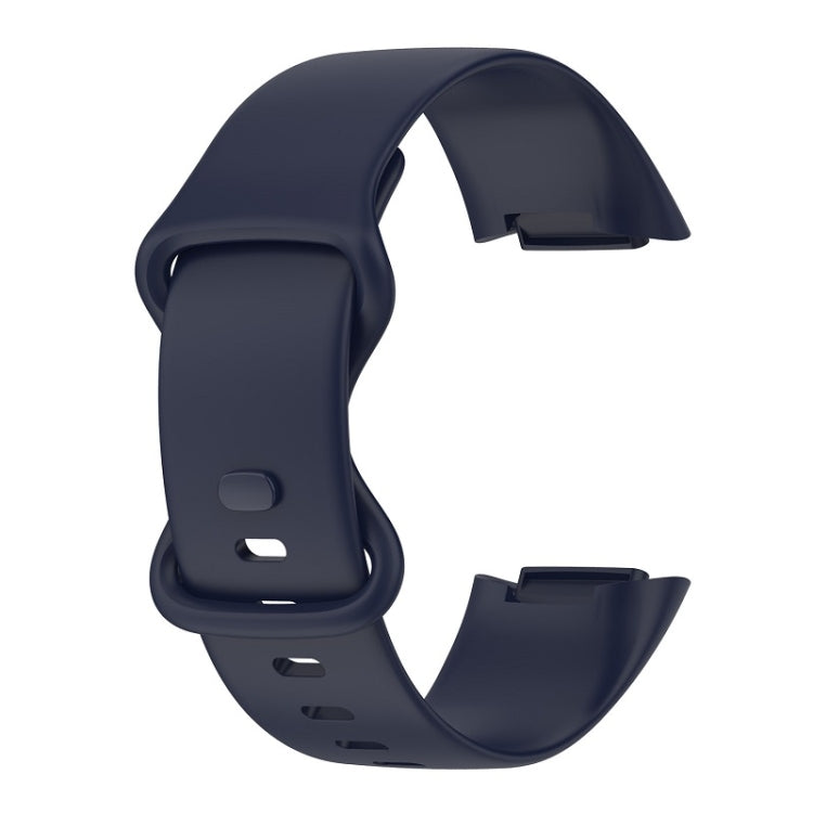 For Fitbit Charge 6 Solid Color Butterfly Buckle Silicone Watch Band, Size:S Size(Dark Blue) - Watch Bands by buy2fix | Online Shopping UK | buy2fix