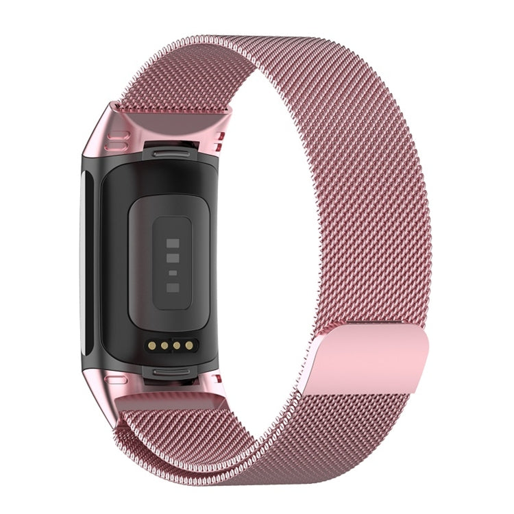 For Fitbit Charge 6 Milan Magnetic Metal Steel Mesh Watch Band(Pink) - Watch Bands by buy2fix | Online Shopping UK | buy2fix