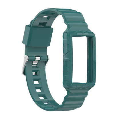 For Fitbit Charge 6 / 5 / 4 / 3 Armor Integrated TPU Watch Band(Pine Green) - Watch Bands by buy2fix | Online Shopping UK | buy2fix