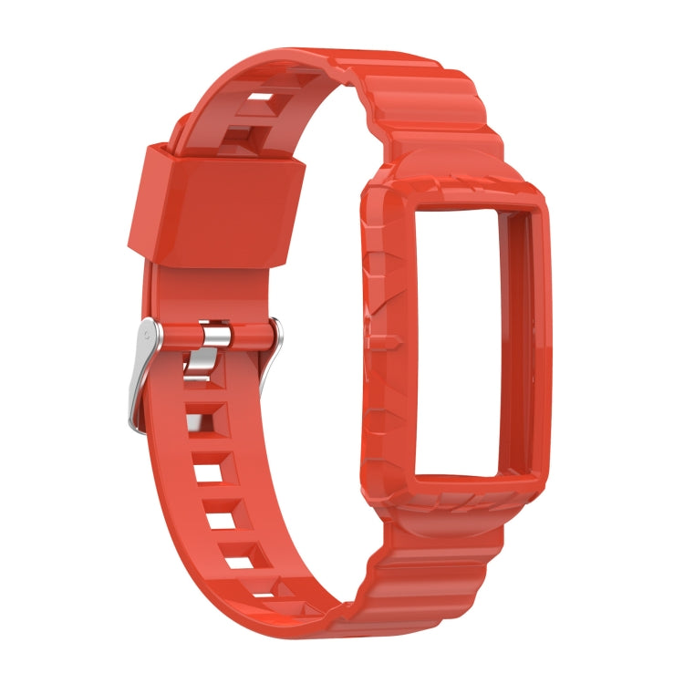 For Fitbit Charge 6 / 5 / 4 / 3 Armor Integrated TPU Watch Band(Orange) - Watch Bands by buy2fix | Online Shopping UK | buy2fix