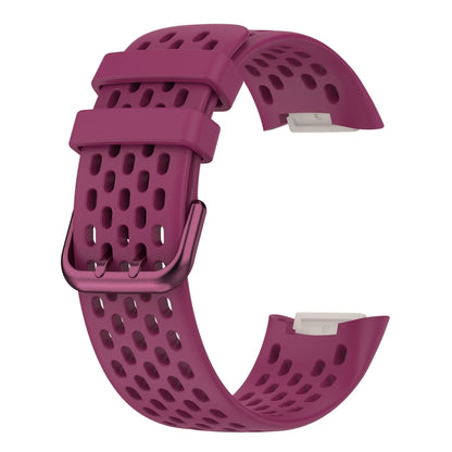 For Fitbit Charge 6 Solid Color Breathable Sports Silicone Watch Band(Wine Red) - Watch Bands by buy2fix | Online Shopping UK | buy2fix