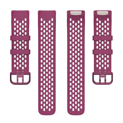 For Fitbit Charge 6 Solid Color Breathable Sports Silicone Watch Band(Wine Red) - Watch Bands by buy2fix | Online Shopping UK | buy2fix