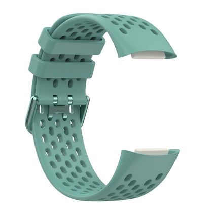 For Fitbit Charge 6 Solid Color Breathable Sports Silicone Watch Band(Pine Green) - Watch Bands by buy2fix | Online Shopping UK | buy2fix