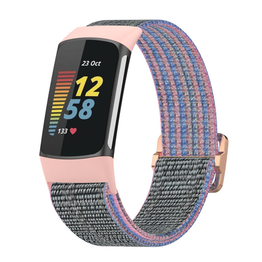 For Fitbit Charge 6 Elastic Nylon Braid Watch Band(Pink) - Watch Bands by buy2fix | Online Shopping UK | buy2fix