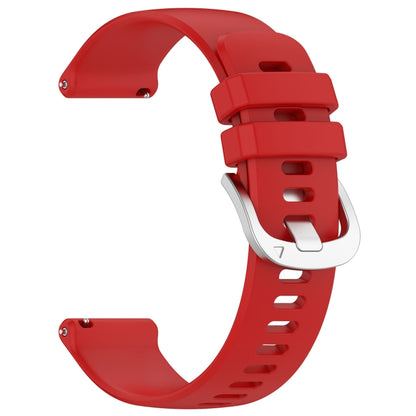 For Garmin Vivoactive 4S Liquid Glossy Silver Buckle Silicone Watch Band(Red) - Watch Bands by buy2fix | Online Shopping UK | buy2fix