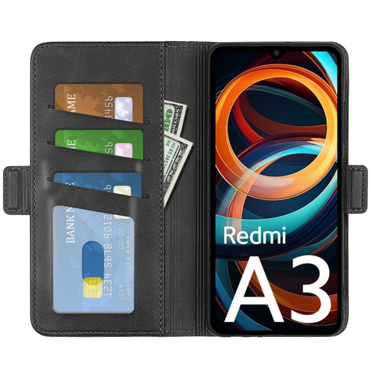 For Xiaomi Redmi A3 Dual-side Magnetic Buckle Horizontal Flip Leather Phone Case(Black) - Xiaomi Cases by buy2fix | Online Shopping UK | buy2fix