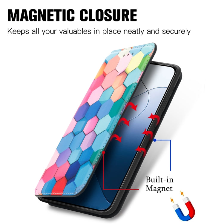 For Xiaomi 14 Pro CaseNeo Colorful Magnetic Leather Phone Case(Colorful Cube) - 14 Pro Cases by buy2fix | Online Shopping UK | buy2fix