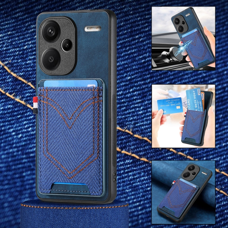 For Xiaomi Redmi Note 13 Pro+ Denim Texture Leather Skin Phone Case with Card Slot(Blue) - Note 13 Pro+ Cases by buy2fix | Online Shopping UK | buy2fix