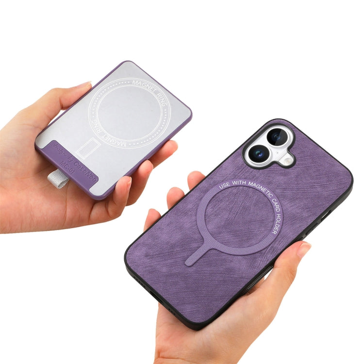 For  iPhone 16 Retro Splitable Magnetic Card Bag Leather Phone Case(Purple) - iPhone 16 Cases by buy2fix | Online Shopping UK | buy2fix