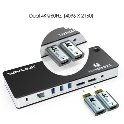 WAVLINK UTD21H 11 in 1 4K Dual DisplayPort Hub Converter Thunderbolt 3 Docking Station, Plug:UK Plug - USB HUB by WAVLINK | Online Shopping UK | buy2fix
