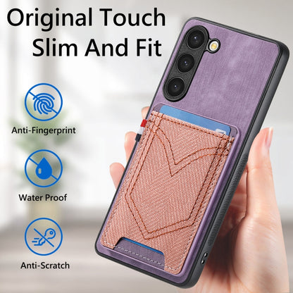 For Samsung Galaxy S25 5G Denim Texture Leather Skin Phone Case with Card Slot(Purple) - Galaxy S25 5G Cases by buy2fix | Online Shopping UK | buy2fix