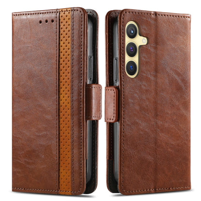 For Samsung Galaxy S25 5G CaseNeo Splicing Dual Magnetic Buckle Leather Phone Case(Brown) - Galaxy S25 5G Cases by CaseNeo | Online Shopping UK | buy2fix