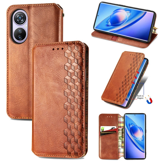 For Blackview A200 Pro Cubic Grid Pressed Magnetic Leather Phone Case(Brown) - More Brand by buy2fix | Online Shopping UK | buy2fix