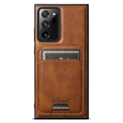 For Samsung Galaxy Note20 5G Suteni H15  Oil Eax Leather Detachable Wallet Back Phone Case(Brown) - Galaxy Note20 Cases by Suteni | Online Shopping UK | buy2fix