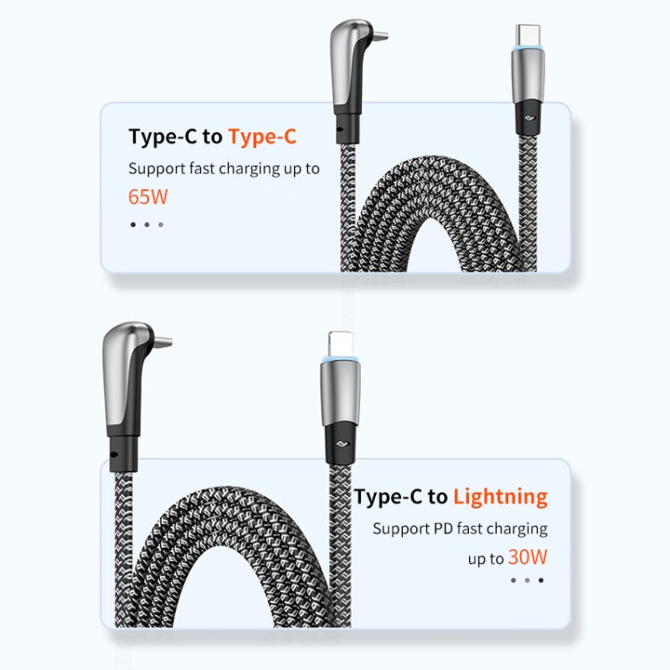 ENKAY PD65W Elbow Type-C to Type-C Fast Charging Data Braid Cable with Indicator Light, Length:2m - USB-C & Type-C Cable by ENKAY | Online Shopping UK | buy2fix