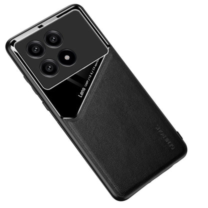 For Xiaomi Redmi K70 All-inclusive Leather Organic Glass Phone Case with Metal Iron Sheet(Black) - K70 Cases by buy2fix | Online Shopping UK | buy2fix