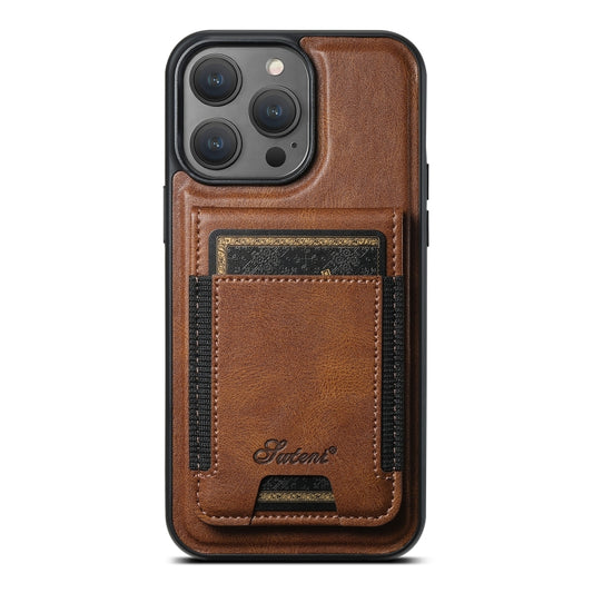 For iPhone 15 Pro Max Suteni H17 Oil Eax Leather MagSafe Detachable Wallet Phone Case(Brown) - iPhone 15 Pro Max Cases by Suteni | Online Shopping UK | buy2fix