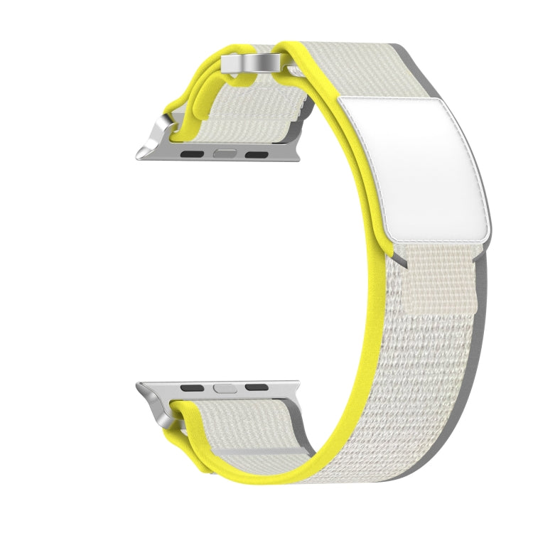 For Apple Watch Ultra 49mm Double Hook and Loop Faster Nylon Watch Band(Yellow + Beige) - Watch Bands by buy2fix | Online Shopping UK | buy2fix