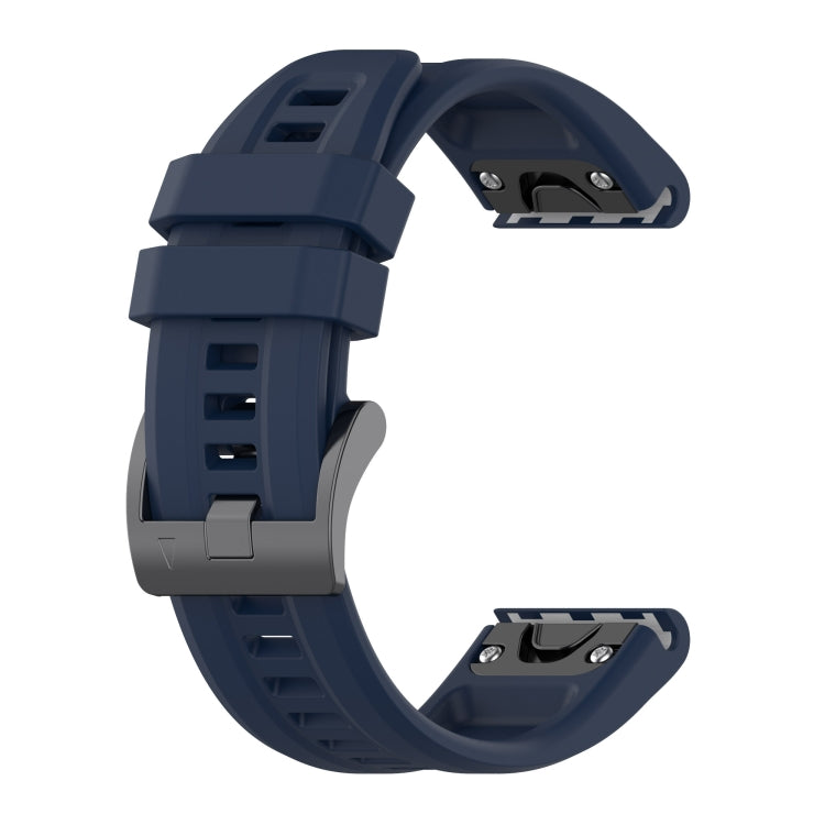 For Garmin Fenix 6 GPS Solid Color Black Buckle Silicone Quick Release Watch Band(Dark Blue) - Watch Bands by buy2fix | Online Shopping UK | buy2fix