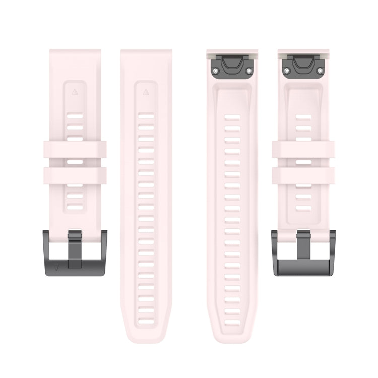 For Garmin Fenix 6 Pro GPS Solid Color Black Buckle Silicone Quick Release Watch Band(Pink) - Watch Bands by buy2fix | Online Shopping UK | buy2fix