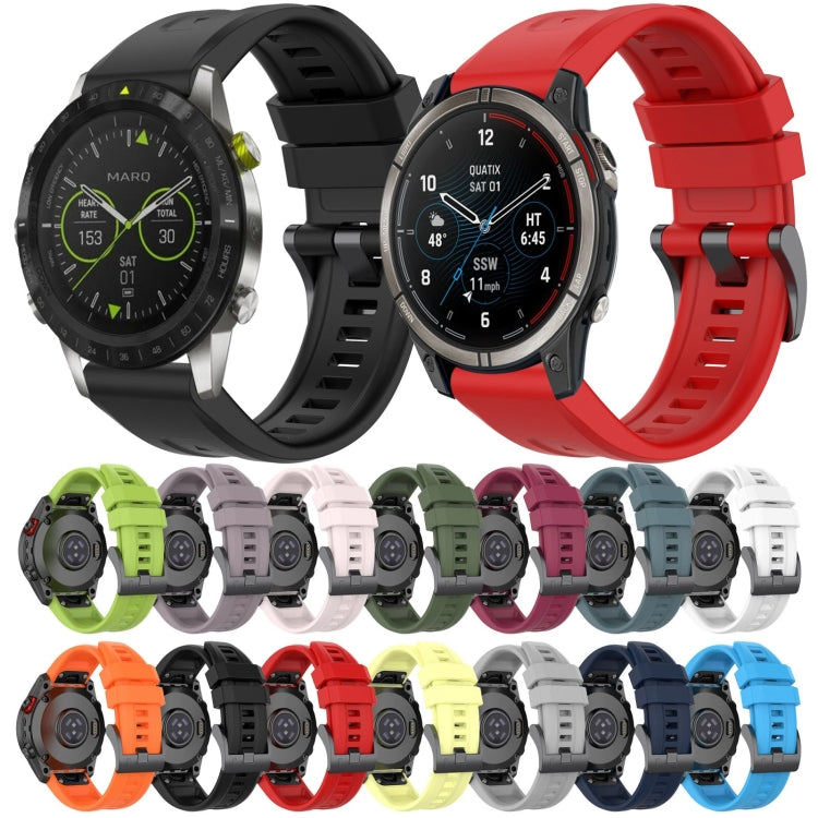 For Garmin Fenix 7 Pro Solid Color Black Buckle Silicone Quick Release Watch Band(Rock Blue) - Watch Bands by buy2fix | Online Shopping UK | buy2fix