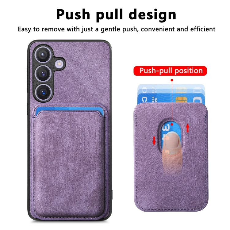 For Samsung Galaxy S24 5G Retro Leather Card Bag Magnetic Phone Case(Purple) - Galaxy S24 5G Cases by buy2fix | Online Shopping UK | buy2fix