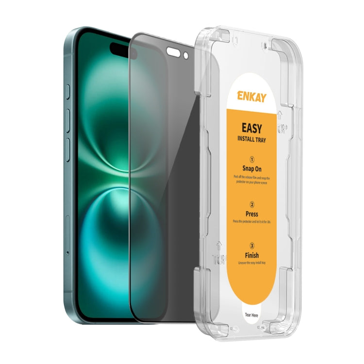 For iPhone 16 Plus ENKAY Easy Install Anti-peeping Privacy Full Screen Tempered Glass Film - iPhone 16 Plus Tempered Glass by ENKAY | Online Shopping UK | buy2fix