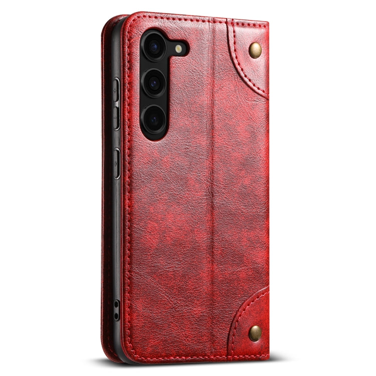 For Samsung Galaxy S24+ 5G Suteni Baroque Calf Texture Buckle Wallet Leather Phone Case(Red) - Galaxy S24+ 5G Cases by Suteni | Online Shopping UK | buy2fix