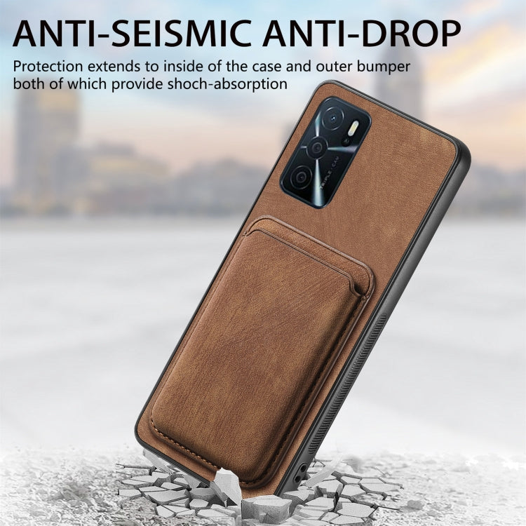 For OPPO Reno9 Pro+ 5G Retro Leather Card Bag Magnetic Phone Case(Brown) - OPPO Cases by buy2fix | Online Shopping UK | buy2fix