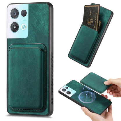 For OPPO Reno8 Pro 5G Retro Leather Card Bag Magnetic Phone Case(Green) - OPPO Cases by buy2fix | Online Shopping UK | buy2fix