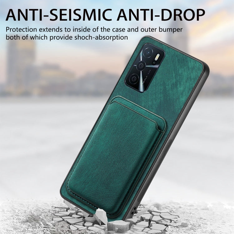 For OPPO Reno7 Pro 5G Retro Leather Card Bag Magnetic Phone Case(Green) - OPPO Cases by buy2fix | Online Shopping UK | buy2fix