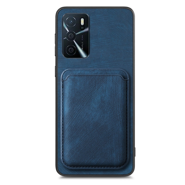 For OPPO A5 Retro Leather Card Bag Magnetic Phone Case(Blue) - OPPO Cases by buy2fix | Online Shopping UK | buy2fix