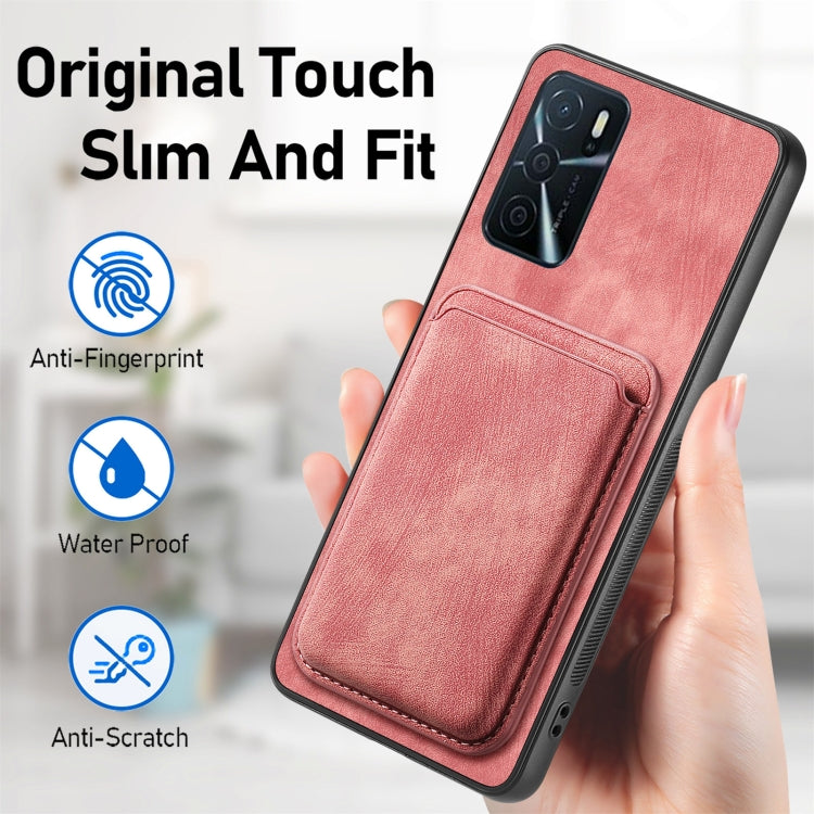 For OPPO A5 Retro Leather Card Bag Magnetic Phone Case(Pink) - OPPO Cases by buy2fix | Online Shopping UK | buy2fix