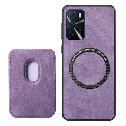 For OPPO A78 5G / A58 5G Retro Leather Card Bag Magnetic Phone Case(Purple) - OPPO Cases by buy2fix | Online Shopping UK | buy2fix