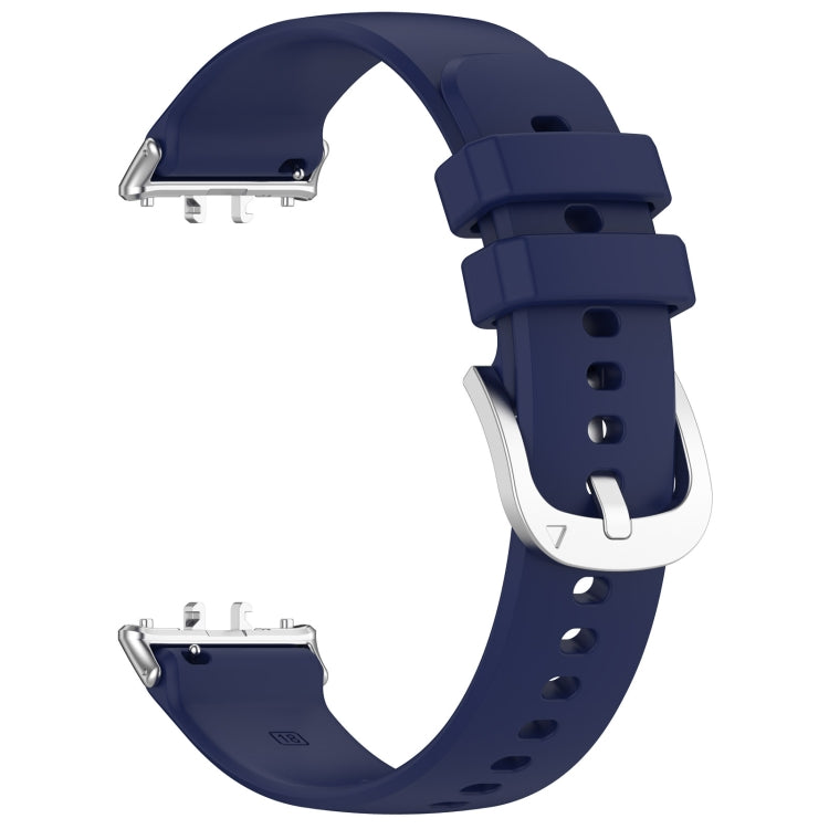 For Samsung Galaxy Fit 3 SM-R390 Metal Connector Liquid Glossy Silicone Watch Band(Dark Blue) - Watch Bands by buy2fix | Online Shopping UK | buy2fix