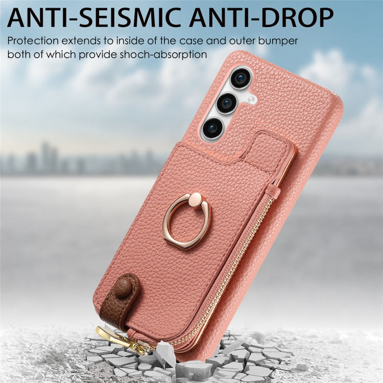 For Samsung Galaxy S23 FE 5G Litchi Leather Oil Edge Ring Zipper Wallet Back Phone Case(Pink) - Galaxy S23 FE 5G Cases by buy2fix | Online Shopping UK | buy2fix