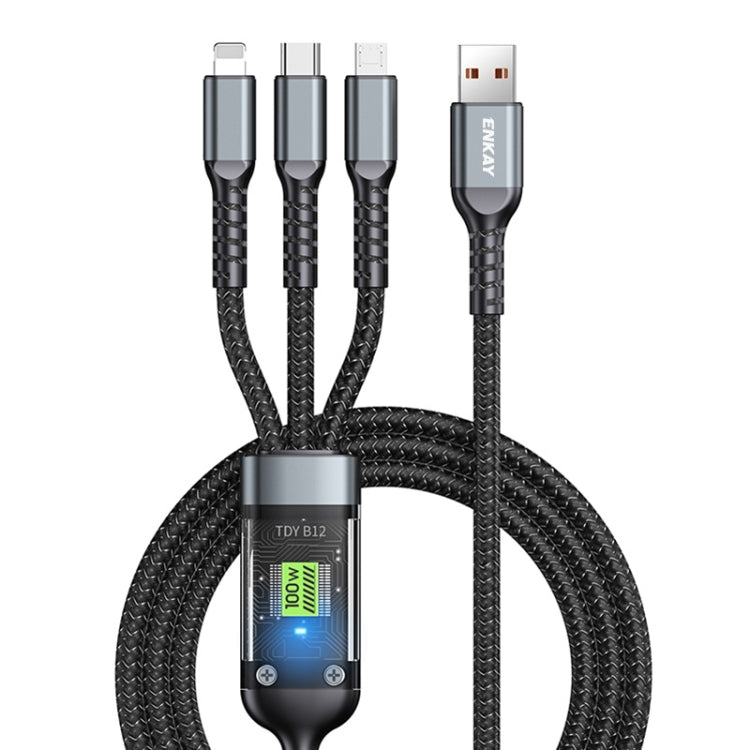 ENKAY 3-in-1 5A USB to Type-C / 8 Pin / Micro USB Fast Charging Cable with Indicator Light, Length: 1.2m - Multifunction Cable by ENKAY | Online Shopping UK | buy2fix