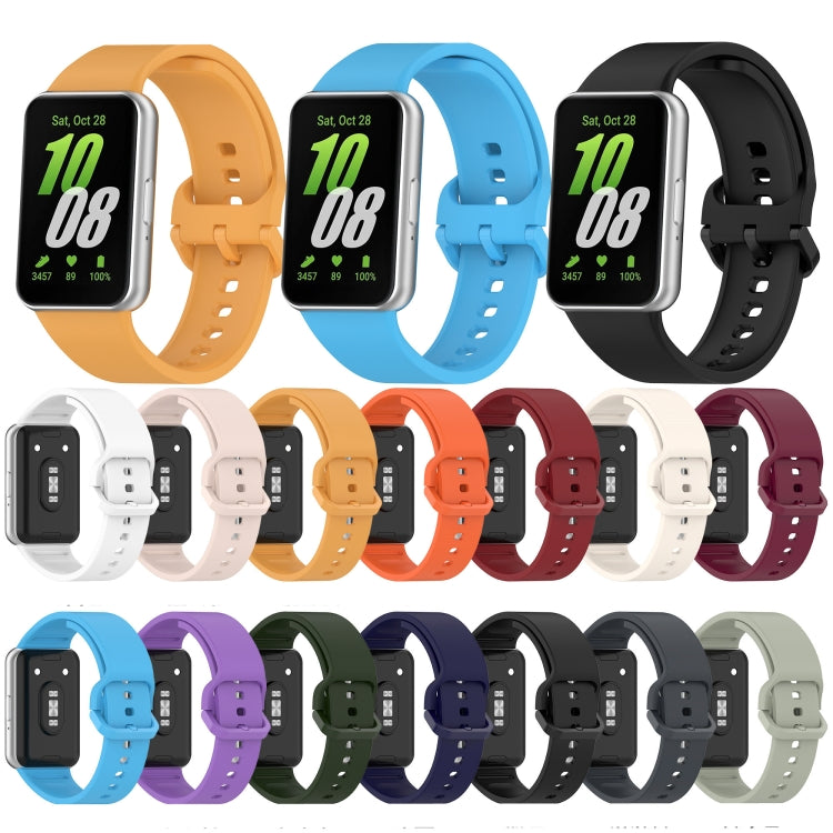 For Samsung Galaxy Fit 3 Solid Color Colorful Buckle Silicone Watch Band(White) - Watch Bands by buy2fix | Online Shopping UK | buy2fix