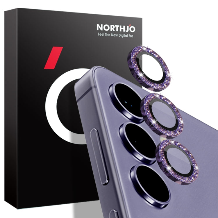 For Samsung Galaxy S24 5G NORTHJO Camera Lens Bling Glitter Metal Ring Tempered Glass Film(Purple) - Galaxy S24 5G Tempered Glass by NORTHJO | Online Shopping UK | buy2fix