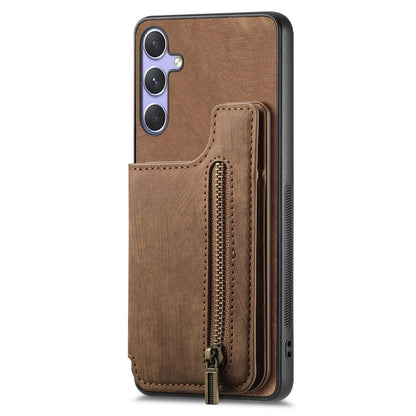 For Samsung Galaxy S25+ 5G Retro Leather Zipper Wallet Back Phone Case(Brown) - Galaxy S25+ 5G Cases by buy2fix | Online Shopping UK | buy2fix