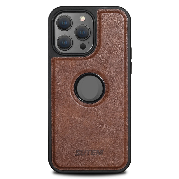 For iPhone 13 Pro Max Suteni G1 Magsafe Leather Back Phone Case(Brown) - iPhone 13 Pro Max Cases by Suteni | Online Shopping UK | buy2fix