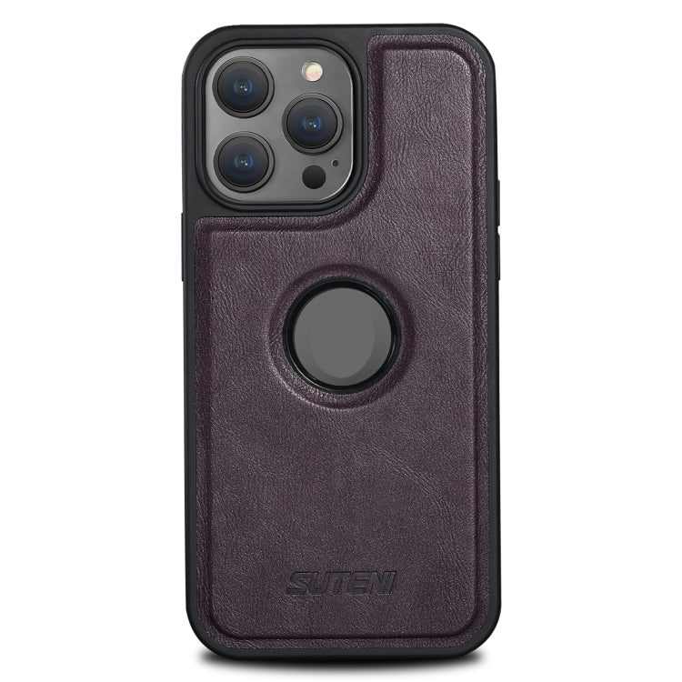 For iPhone 14 Pro Suteni G1 Magsafe Leather Back Phone Case(Purple) - iPhone 14 Pro Cases by Suteni | Online Shopping UK | buy2fix
