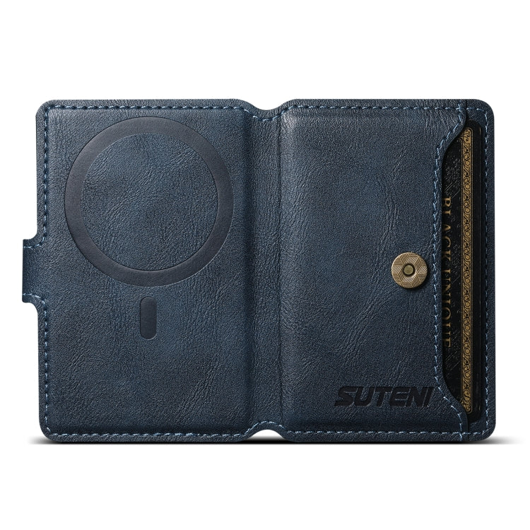 Suteni S2 Phone Magnetic Card Case Card Sleeve MagSafe Magnetic Coil PU Leather(Blue) - Others Accessories by Suteni | Online Shopping UK | buy2fix